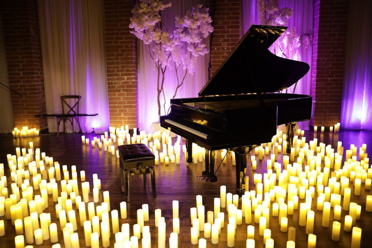 piano and candles